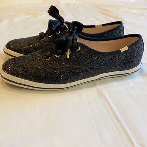 Kate Spade X Keds black glitter sneakers